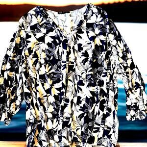 Floral 3XL Blouse 3/4 Sleeves Popover Spring Lightweight  Fairy Cottoncore